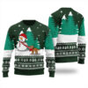 Snowman With Dog Funny Ugly Christmas Sweater Forest Green