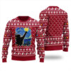 Starry Night Cat Ugly Christmas Sweater Cardinal Red