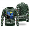 Starry Night Cat Ugly Christmas Sweater Forest Green