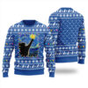 Starry Night Cat Ugly Christmas Sweater Royal