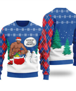 Surprising Frosty Barry Wood Christmas Sweater Royal