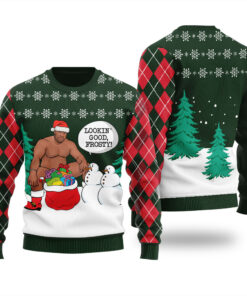 Surprising Frosty Barry Wood Ugly Sweater Forest Green