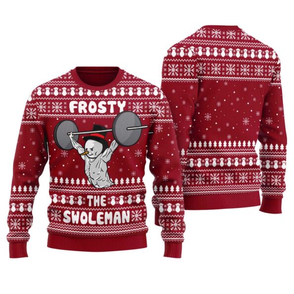 Swoleman Frosty Christmas Sweater Cardinal Red