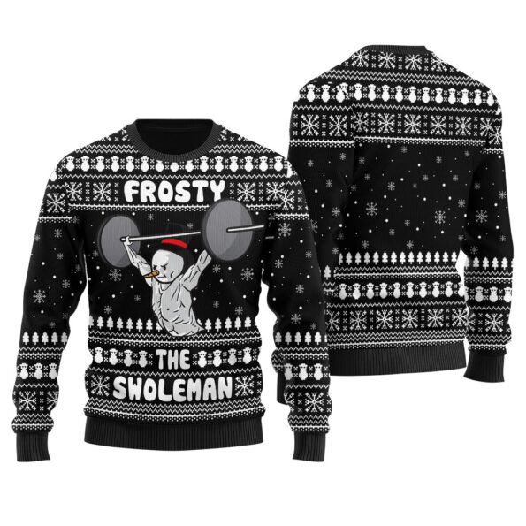 Swoleman Frosty Ugly Christmas Sweater Black