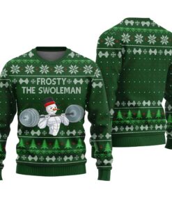 Swoleman Frosty Ugly Christmas Sweater Forest Green