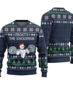 Swoleman Frosty Ugly Christmas Sweater Navy