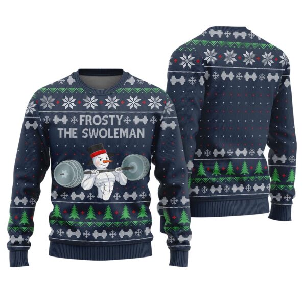 Swoleman Frosty Ugly Christmas Sweater Navy