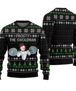 Swoleman Snowman Christmas Sweater Black