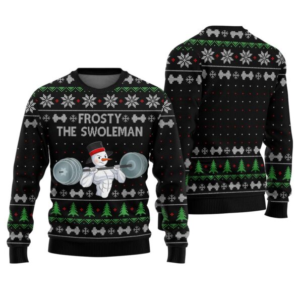 Swoleman Snowman Christmas Sweater Black