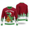 T-Rex Eating Christmas Cookies Ugly Sweater Cardinal Red