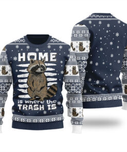 Tacky Raccoon Ugly Christmas Sweater Navy