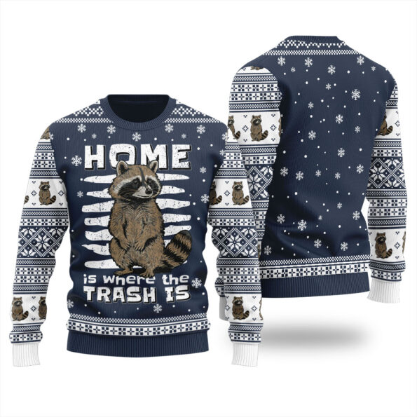 Tacky Raccoon Ugly Christmas Sweater Navy
