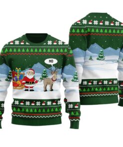 Tacky Reindeer Santa Ugly Sweater Forest Green