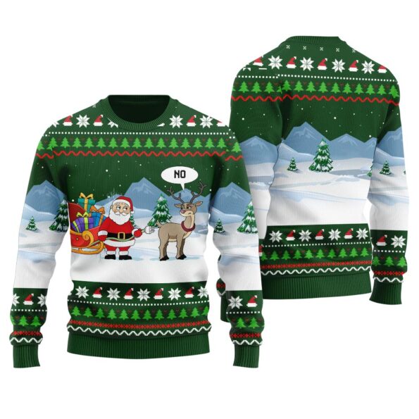 Tacky Reindeer Santa Ugly Sweater Forest Green