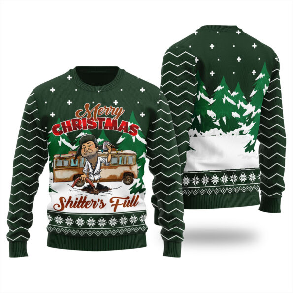 Tacky Shitters Full Ugly Christmas Sweater Forest Green