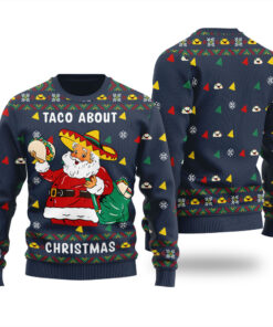 Taco Bout Christmas Santa Christmas Sweater Navy