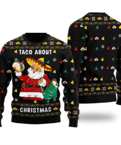 Taco Bout Christmas Santa Ugly Christmas Sweater Black