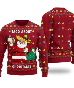 Taco Bout Christmas Santa Ugly Sweater Cardinal Red