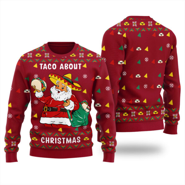 Taco Bout Christmas Santa Ugly Sweater Cardinal Red