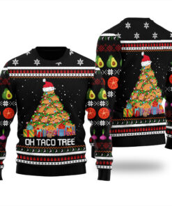 Taco Christmas Tree Christmas Sweater Black
