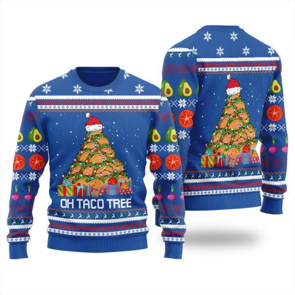 Taco Christmas Tree Christmas Sweater Royal