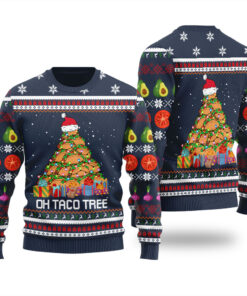 Taco Tree Ugly Christmas Sweater Navy