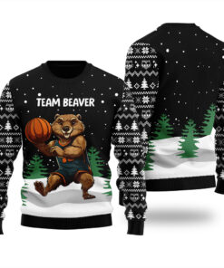 Team Beaver Christmas Sweater Black