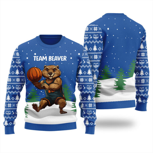 Team Beaver Christmas Sweater Royal