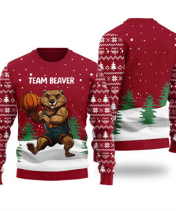 Team Beaver Ugly Sweater Cardinal Red