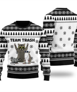 Team Trash Opossum Raccoon Rat Animals Garbage Ugly Sweater Black