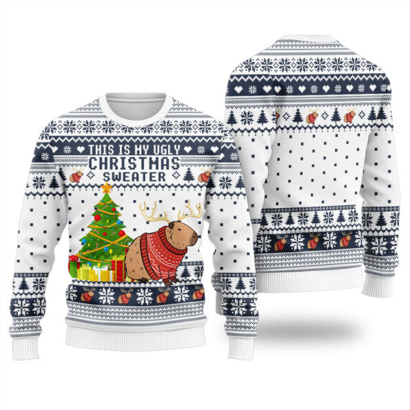 This Is My Ugly Christmas Capybara Sweater Navy