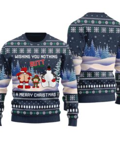 Wishing You Nothing Butt A Merry Christmas Ugly Sweater Navy
