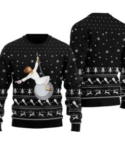 Wrecking Ball Jesus Funny Ugly Christmas Sweater Black