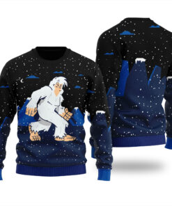 Yeti Abominable Snowman Christmas Sweater Black