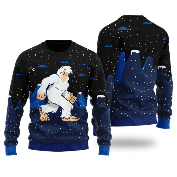Yeti Abominable Snowman Christmas Sweater Black