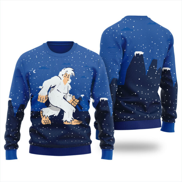Yeti Abominable Snowman Ugly Christmas Sweater Royal