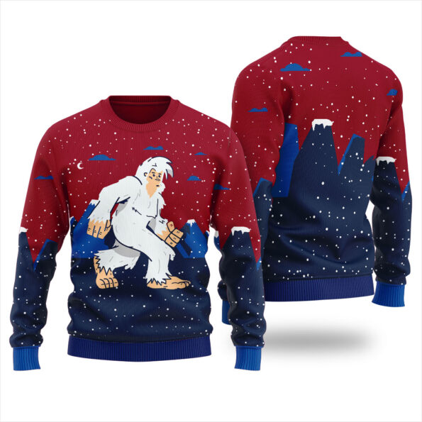 Yeti Abominable Snowman Ugly Sweater Cardinal Red
