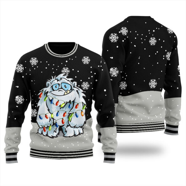 Yeti Cute Ugly Christmas Sweater Black