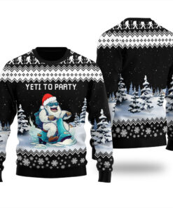 Yeti To Party Funny Ugly Christmas Sweater Black
