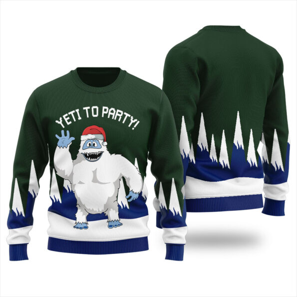 Yeti To Party Ugly Sweater Forest Green