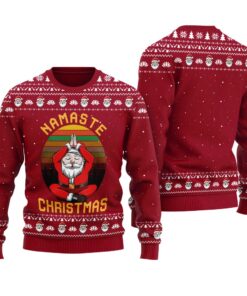 Yoga Santa Clause Namaste Ugly Sweater Cardinal Red