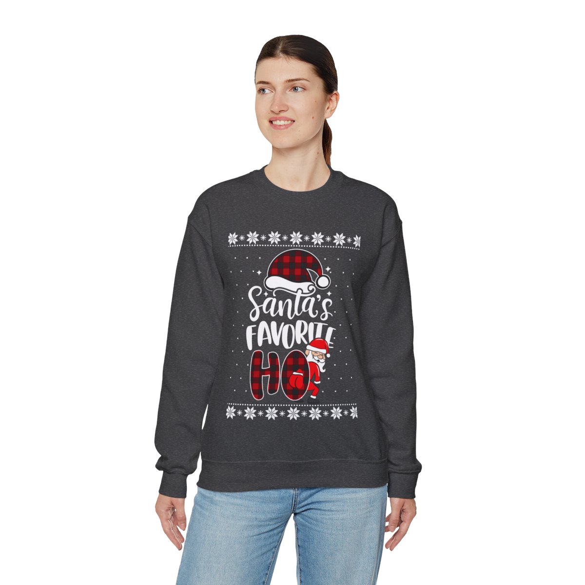 Santa Favorite HO Ugly Christmas Sweatshirt Womens 5 Santa Favorite HO Ugly Christmas Sweatshirt Womens - Image 5