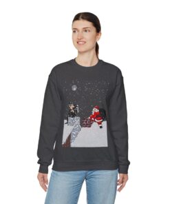 Santa Met The Thief On Chimney Ugly Christmas Sweatshirt Womens 11