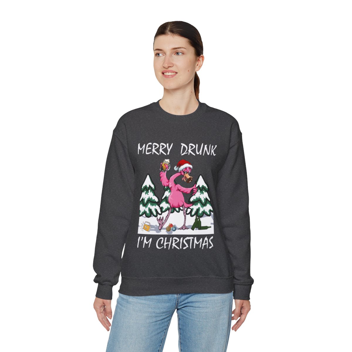 Funny Drunk Flamingo Ugly Christmas Sweatshirt Womens 6 Funny Drunk Flamingo Ugly Christmas Sweatshirt Womens - Image 6