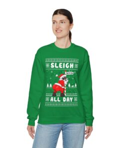 Santa Sleigh All Day Dirty Ugly Christmas Sweatshirt Womens