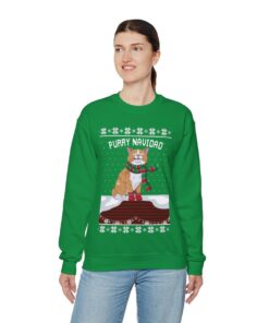 Feliz Navidad Cat Ugly Christmas Sweatshirt Womens
