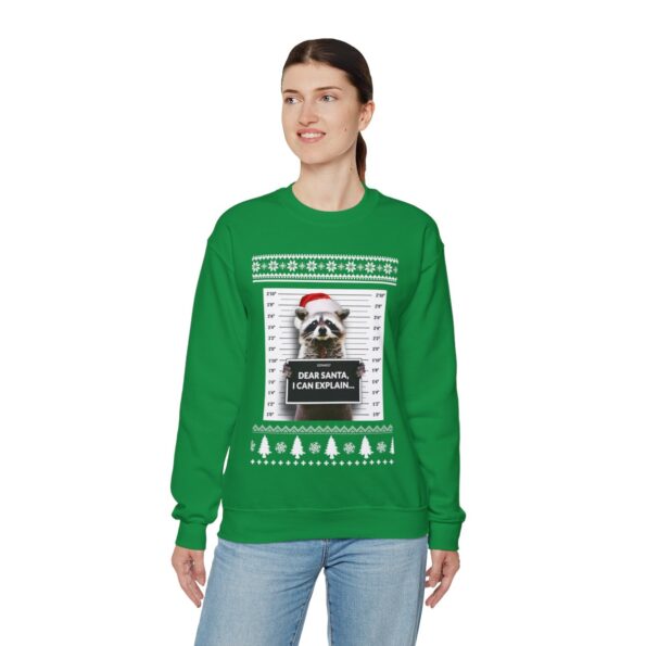 Raccoon Mug Shot Ugly Christmas Sweatshirt Womens