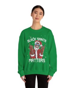 Black Santa Matters Ugly Christmas Sweatshirt Womens