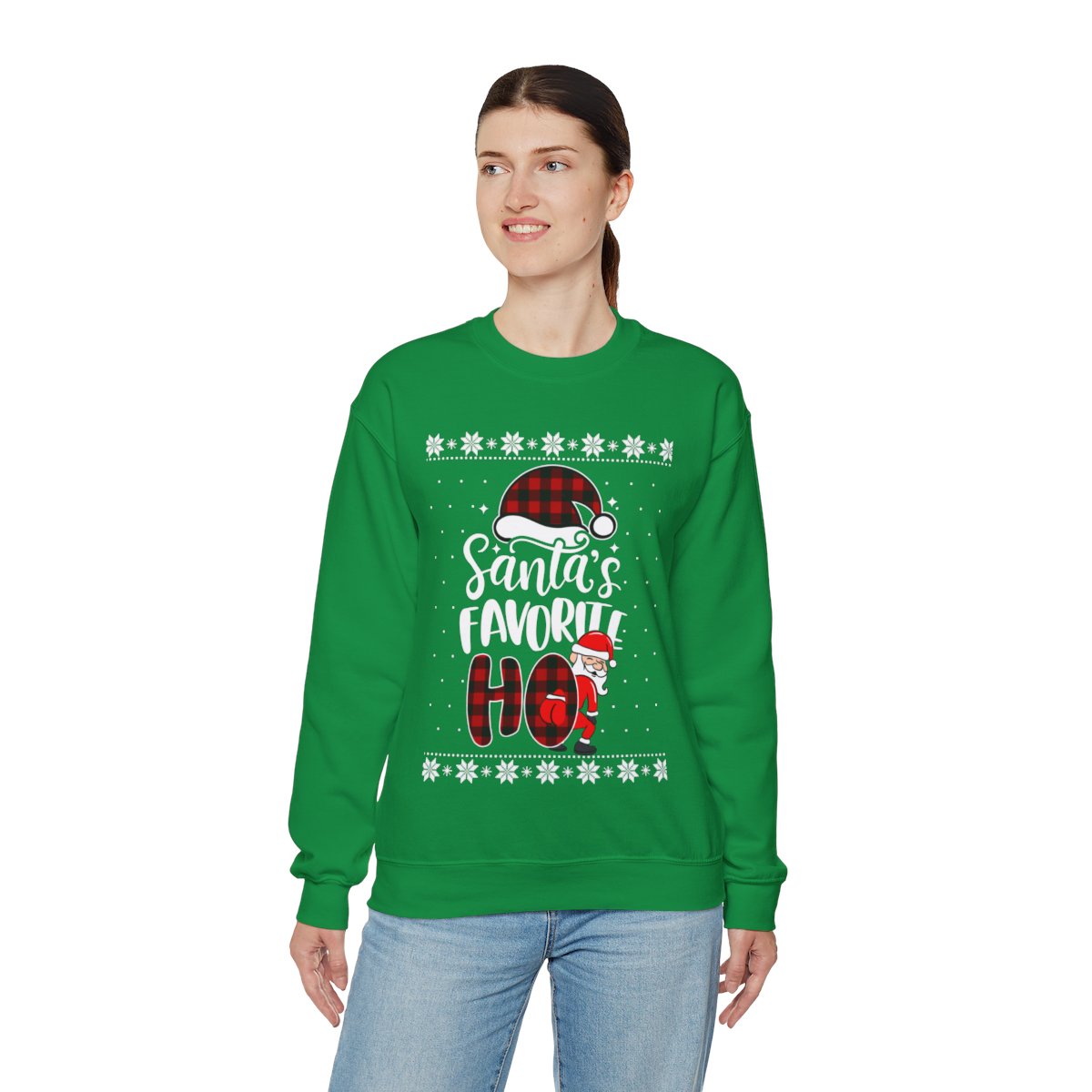 Santa Favorite HO Ugly Christmas Sweatshirt Womens 1 Santa Favorite HO Ugly Christmas Sweatshirt Womens