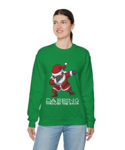 Dabbing Black Santa Ugly Christmas Sweatshirt Womens
